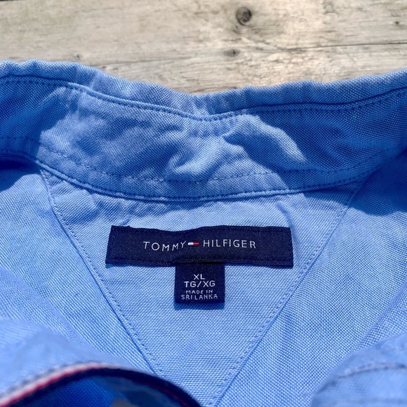 💚 Tommy Hilfiger Men’s Blue Oxford Button-Down Shirt XL - Picture 7 of 8